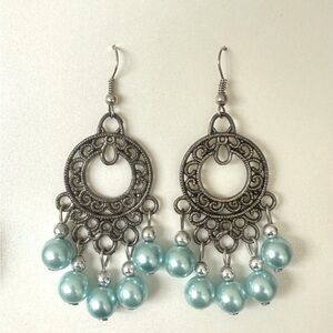 Elegant Silver and Blue Dangle Earrings
